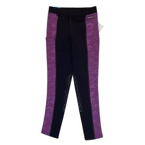 Kerrits Powerstretch Knee Patch Equestrian Fleece Breeches, Thistle/Black, XL